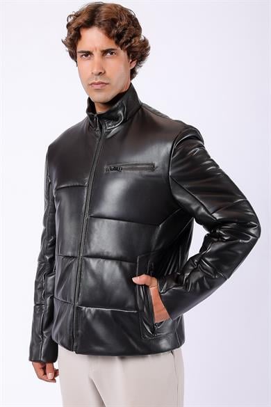 Manteau en cuir marron