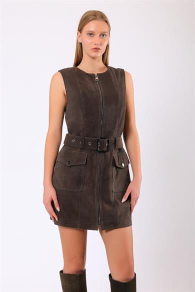 Robe Isabella en daim marron