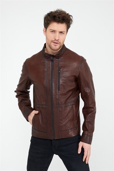 Veste en cuir marron Jumbo