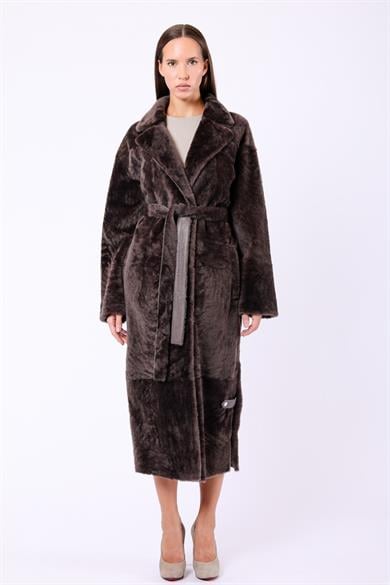 Manteau en fourrure Merino brun