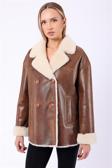 Manteau en fourrure Silky brun