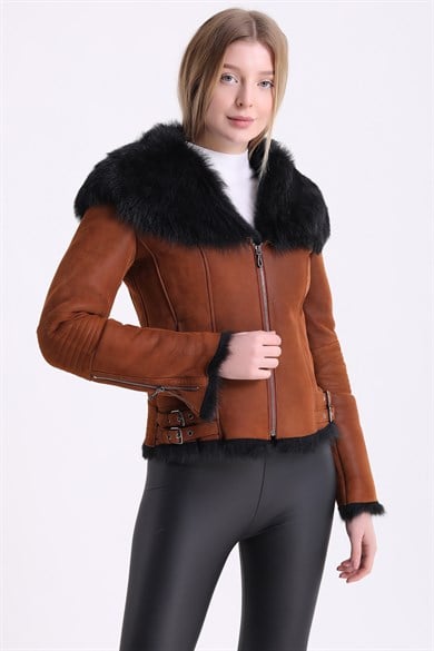 Veste en fourrure Toscana agneau marron