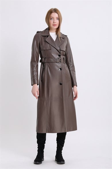 Trench en cuir marron