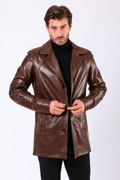 Kahve Valentin Hakiki Deri Blazer Ceket