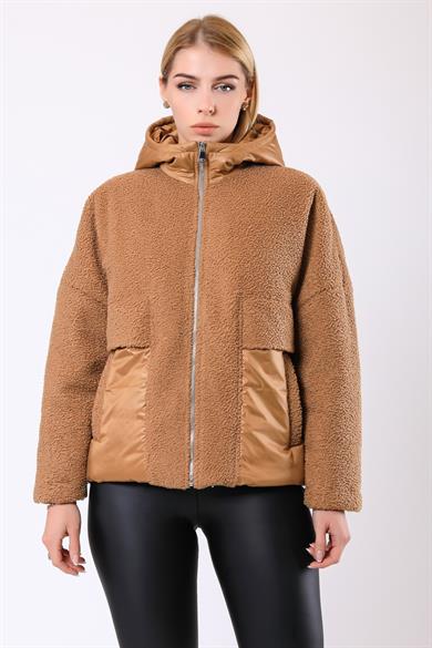 Doudoune Bianca en laine couleur caramel