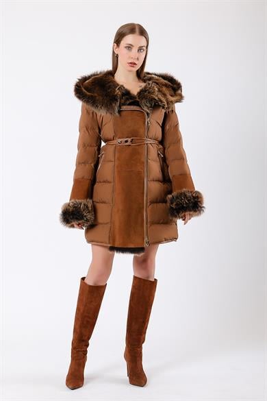 Manteau en fourrure toscane authentique caramel