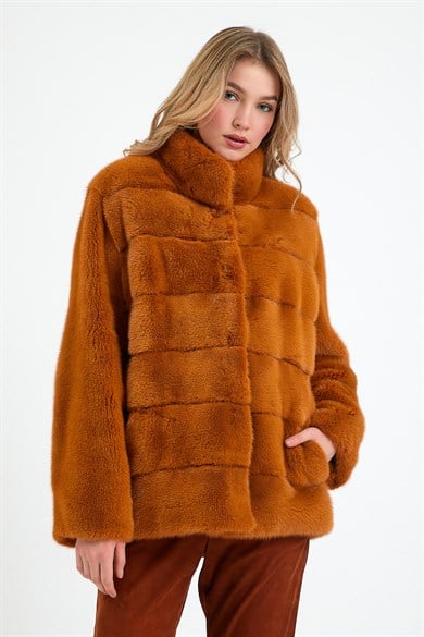 Manteau en vison caramel