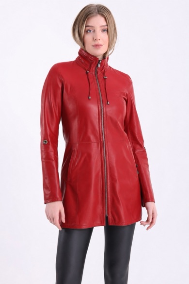 Veste en cuir rouge réversible