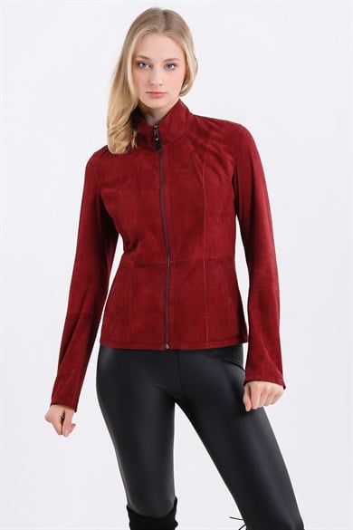 Veste en cuir réversible rouge