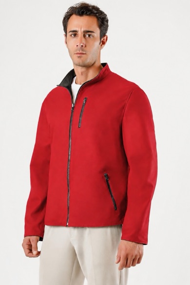 Veste en cuir rouge réversible