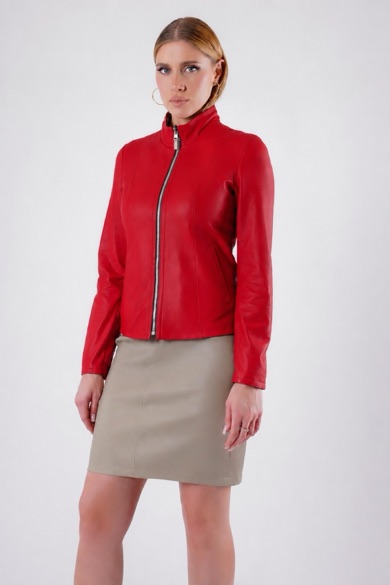 Veste en cuir rouge réversible