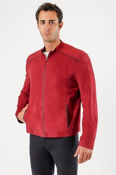 Veste en daim rouge réversible
