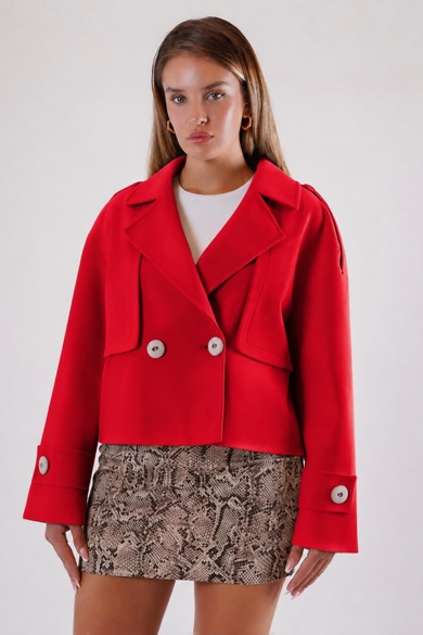 Manteau en cachemire rouge oversize
