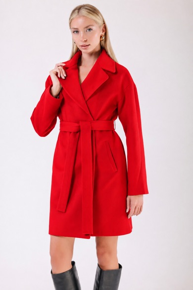 Manteau en cachemire rouge sursize