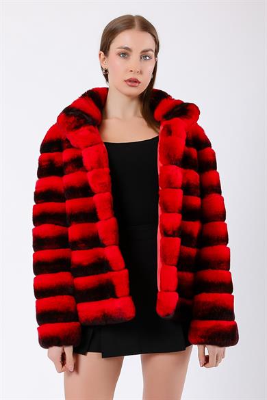 Manteau de fourrure rex rouge