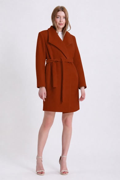 Manteau en cachemire brun rouille