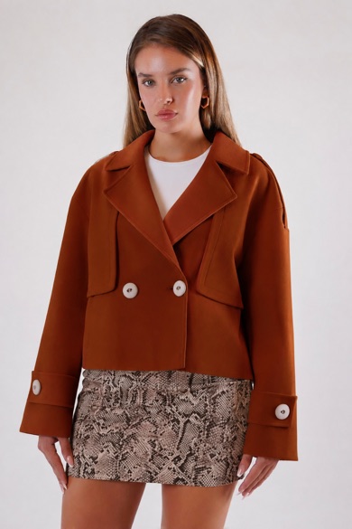 Manteau cachemire brun rouille surdimensionné