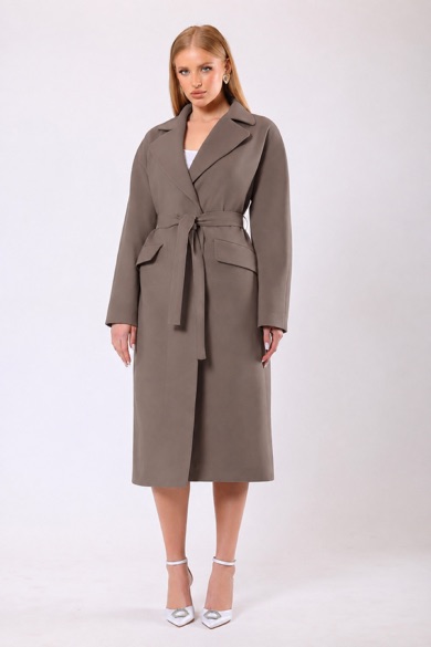 Manteau Carolina en cachemire beige foncé