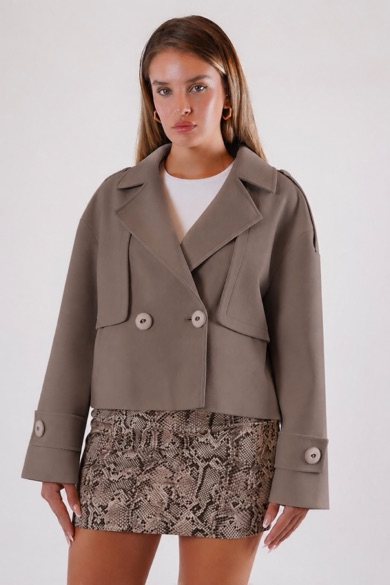 Manteau cachemire beige foncé surdimensionné