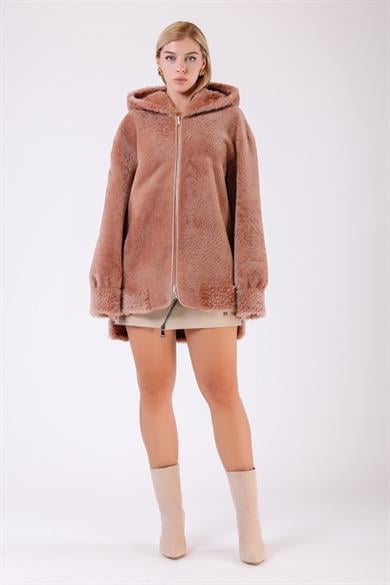 Manteau en fourrure réversible crème