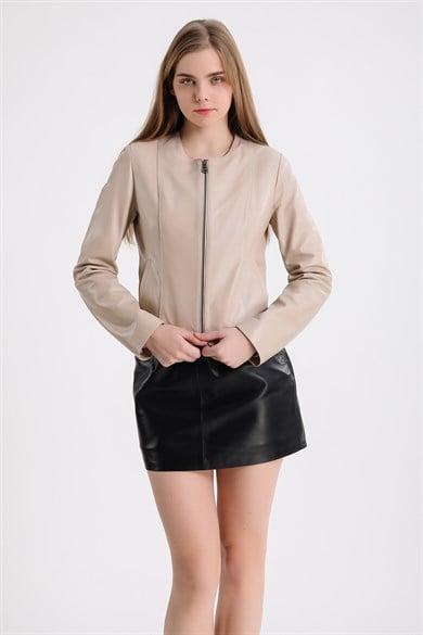 Veste en peau d'agneau crème