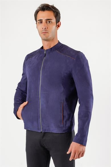 Veste en daim bleu marine réversible