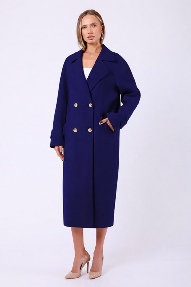 Manteau Katherine en pur cachemire bleu marine