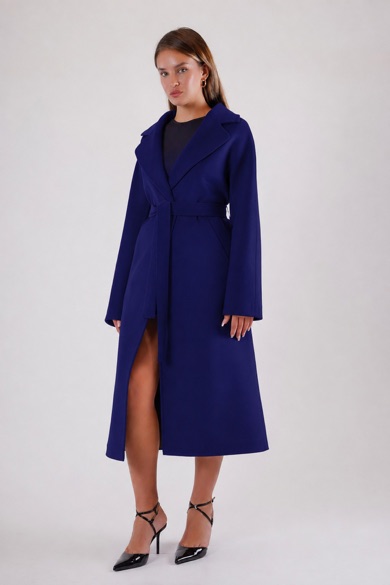 Manteau en cachemire bleu marine