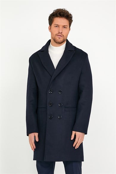 Manteau en cachemire bleu foncé