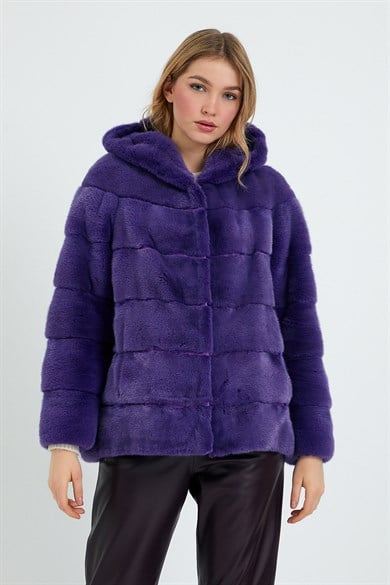 Manteau en vison lilas