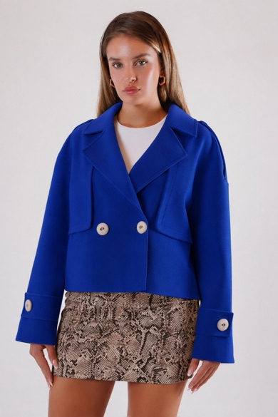 Manteau cachemire bleu surdimensionné