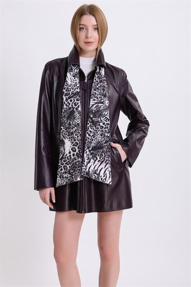 Manteau en cuir violet