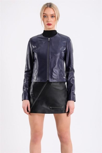 Veste en cuir violet