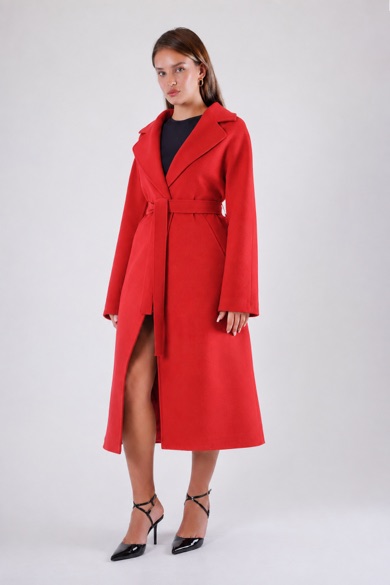 Manteau en cachemire rouge grenade