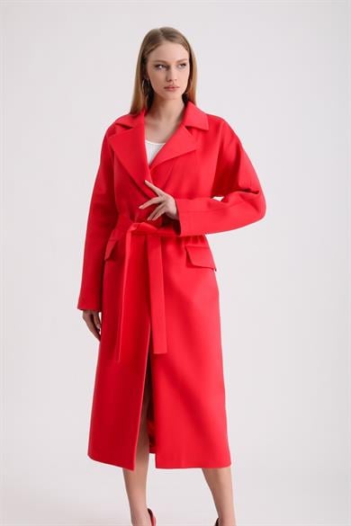 Manteau en cachemire rose-rouge