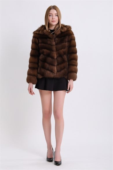 Manteau en fourrure zibeline naturelle