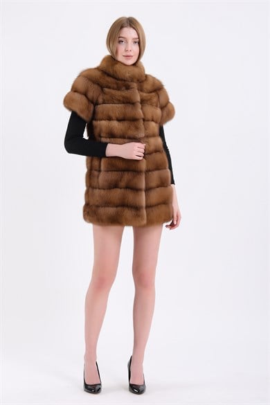 Gilet en fourrure zibeline naturelle