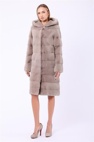 Manteau en vison beige naturel