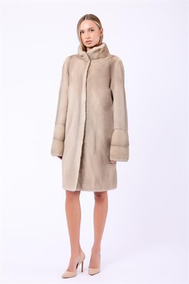 Manteau en vison beige