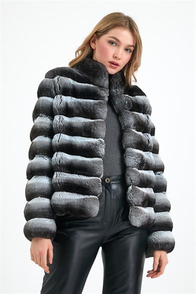 Veste en fourrure de chinchilla naturelle