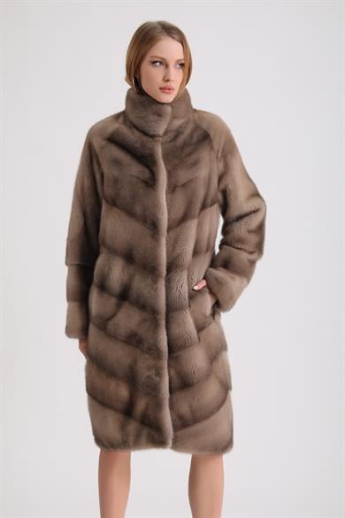 Manteau en vison argent naturel