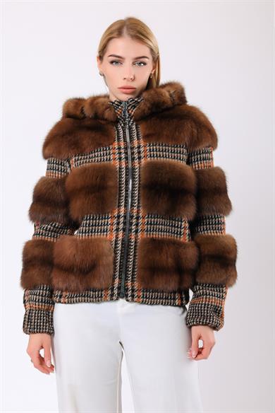 Manteau Ester en fourrure de zibeline marron naturel