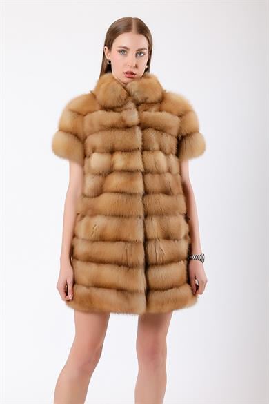 Gilet en fourrure marron naturel