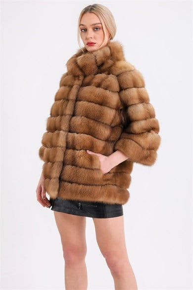Manteau en fourrure zibeline naturel