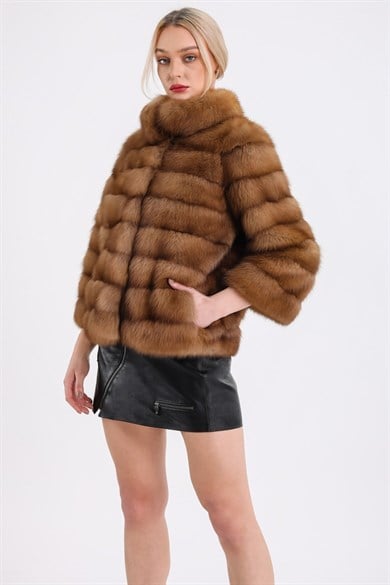 Manteau en fourrure zibeline naturel