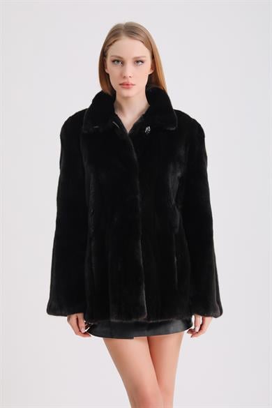 Veste Naturel en vison noir