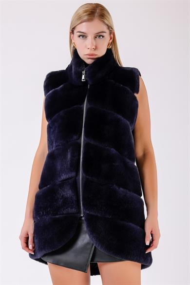 Gilet en rex bleu océan