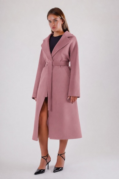 Manteau en cachemire rose