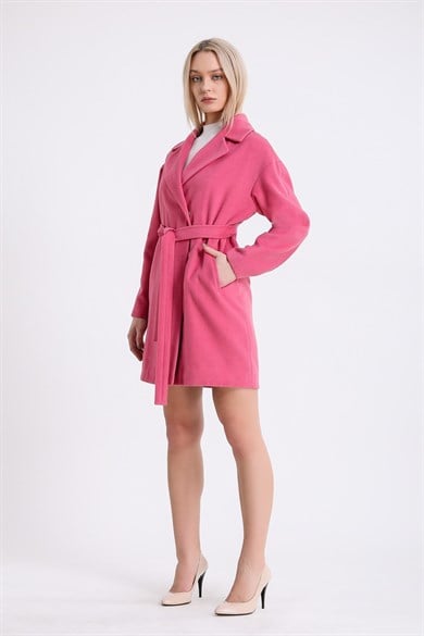 Manteau en cachemire rose