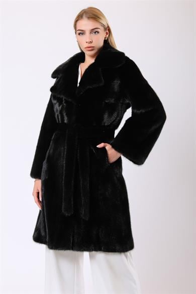 Manteau en fourrure de vison noir Alessandra
